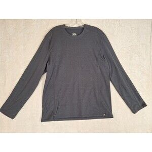 Zero Exposure Mens Large Long Sleeve Dark Gray Brushed Fleece Tee Active